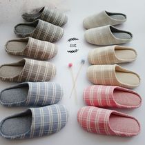 Japanese home shoes spring and autumn silent home men winter couple indoor wood floor soft bottom silent non-slip cotton slippers women