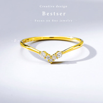 Blue Bestser18K (Love heart)gold white gold 6 points proposal diamond ring Female diamond ring