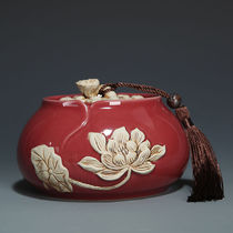 Red glaze Ruyao tea pot Ceramic seal large coarse pottery storage pot Puer tea large size tea pot