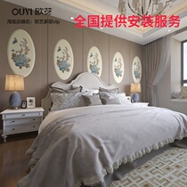 American bedside soft bag background wall European bedroom hard bag background wall custom embroidery living room TV hard bag background