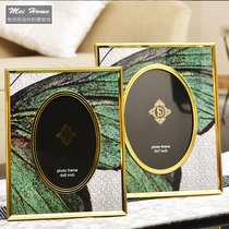 Phnom Penh peacock feathers 6 inch 7 inch photo frame creative crafts European model room decorations home photo frame setting