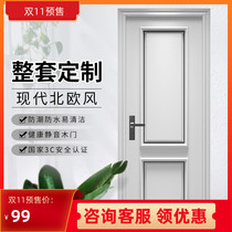 2021 New Bionic log bedroom door room door custom wooden door solid wood board composite paint set door