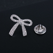 Simple bow brooch collar pin micro-inlaid zircon high-grade brooch female anti-light buckle