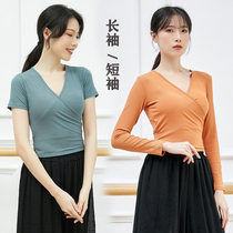 Classical Dance Pink Short Sleeve Surface Fixed V-collar Training Costume Modern Dance Dance Training Costume