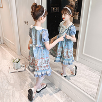 Girls dress cartoon princess childrens clothing 2021 new item little girl summer item short sleeve lady lapel Lolita