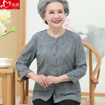 Mother spring long sleeve shirt middle-aged elderly female grandmother nine-point sleeve shirt old man summer clothes wife size