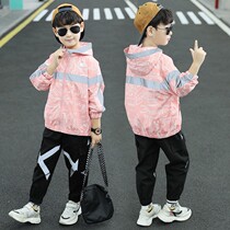 Boys spring suit 2021 new childrens clothing 7 spring and autumn 6 night light clothing 8 Korean version 9 sports 10 two-piece set 12 years old