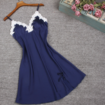 Japanese Sleeping Skirt Woman Summer With Chest Mat V Collar Pure Color Lady Harnesses Sleeping Clothes Ice Silk Short Skirt Home Clothing