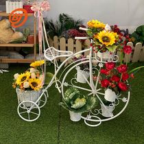 European-style creative decoration bicycle flower shelf courtyard iron art landscaping green plant flower pot decoration balcony window props