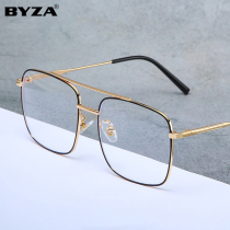 Korean retro square double beam flat mirror metal large frame pilot glasses frame ins Street Photo anti-blue glasses