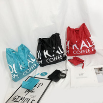 Japanese single large nylon portable folding shopping bag fashion letter environmental protection handbag supermarket shopping bag shoulder