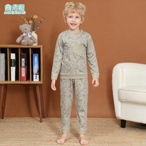 Boys' spring autumn underwear suit thermal fleece big boys' autumn pants children's pajamas cotton sweater autumn winter