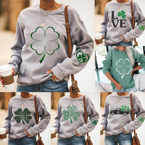 2021 Cross-border independent station Amazon shopify lucky clover womens sweater-good quality