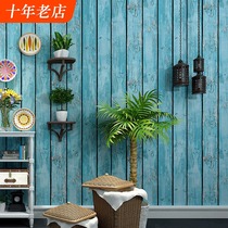 Retro nostalgic wallpaper imitation wooden bar special fashion women clothing hair salon hairdressing barber shop wood grain wallpaper