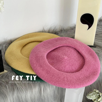 Ishihara Rimeis new color display face small ~ pure color wool beret female Japanese sweet and winter painters hat