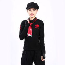 Sailor dance costume women 2018 new autumn long-sleeved square dance performance suit large size cotton lapel military uniform t-shirt