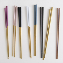 Portugal 304 stainless steel portable tableware Square mirror adult solid chopsticks household non-slip 1 pair