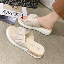 Summer slippers female outside wearing thick bottom 2022 new fashion 100 lap net red sandals Tide Non-slip Flat Bottom Slippers
