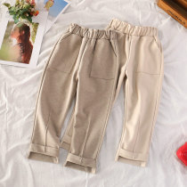 Girl casual pants 2022 spring new foreign air relaxation Korean version girl spring autumn long pants baby high waisted pants tide