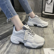 White father shoes womens tide spring and autumn 2021 new autumn wild Net red super fire thick bottom Sports small white shoes