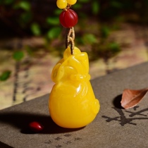 Natural Amber Raw Stone Generation Rich Honey Wax Money Bag Subpendant Sweater Chain Long Money Chain Men And Womens Pendants