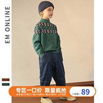 EM boys turtleneck sweater 2020 winter new sweater middle and large childrens knitted bottoming shirt warm turtleneck sweater