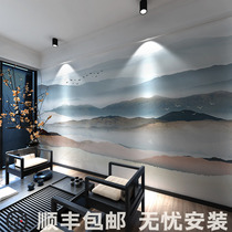 Abstract ink landscape new Chinese TV background wall wallpaper three-dimensional wallpaper living room bedroom mural film and television Wall cloth