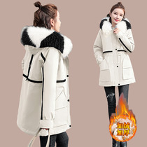 Parker clothing 2021 womens winter clothing Korean version of loose medium long hair collar tooling cotton coat tide