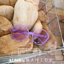New round big frame candy color sun glasses ins sunglasses female personality retro street shot tide transparent ocean lens