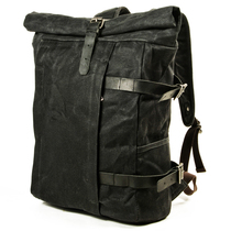 Qiguxi retro bag trendy anti-fouling wax cloth riding bag college student bag travel bag large capacity bag men's and women's bags