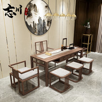 New Chinese Meditation Solid Wood Tea Table And Chairs Combination Modern Simple Office Tea Table Integrated Tea Room Kung Fu Bubble Tea Table Table