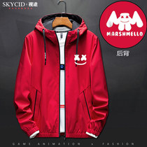 DJ electronic cotton candy with male Marshmello rock surrounding student sports leisure hooded jacket jacket