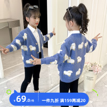 Girls spring and autumn clothing sweatshirt 2022 new coat foreign air sweatshirt little girl thickened warm-knitted sweatshirt