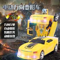  Automatic deformation electric deformation car with light music Transformers robot childrens car toy car wholesale