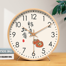 Solid wood seat clock desktop clock seat clock home desktop clock swing piece Chinese style national wind living room bedroom fashion timepiece