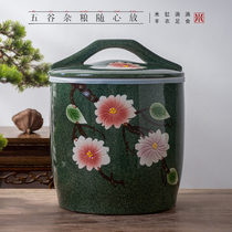 Jingdezhen ceramic rice tank with cover 10kg 20kg 30kg rice bucket household insect-proof moisture-proof sealed rice tank