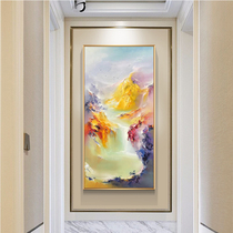 Oil painting Hand painting New Chinese style Xuanguan decoration painting scenery landscape painting Living room Vertical version hanging painting corridor gangway frescoes