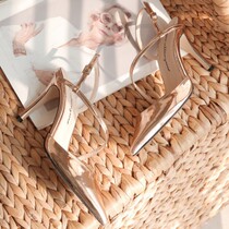 Korean handmade custom sexy lady temperament elegant commuter light luxury pink gold high-heeled sandals