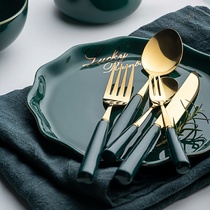 Creative ins new stainless steel printing Western food cutlery steak knife and fork set Net red spoon chopsticks home gift