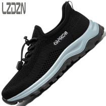 Walking mens shoes mesh surface breathable mens hollow sandals middle-aged and elderly sports summer no shoelaces mother comfortable soft bottom