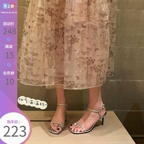 (Lu Xiaopu) fine diamond sandals with sandals female summer stiletto high heels fairy toe buckle Roman shoes