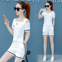 BBQ sportswear womens summer clothes 2019 new suit loose Korean strapless casual shorts Hong Kong style two-piece suit