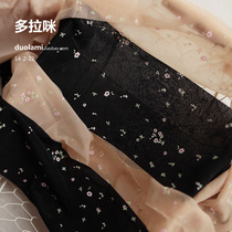 High-quality Japanese single soft and beautiful Mori womens pastoral small floral ultra-thin stockings pantyhose three-dimensional printing spring and summer