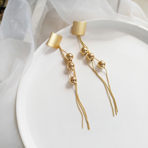 S925 silver geometric square earrings creative two-wearing temperament tassel long thin drop earrings earrings 141