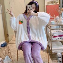 Flannel sleepwear Gaffer increases thick autumn winter Fat MM200 catty Coral Suede Easy Korean version Home Home Clothing