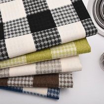 Sofa cover fabric cotton linen plaid stripes solid color thick fabric tablecloth cushion soft bag dining chair old coarse cloth
