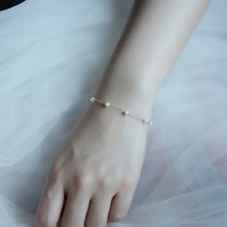 Silver home 925 sterling silver plated 14K gold bracelet natural freshwater pearl handwear female fashion light luxury niche design sense