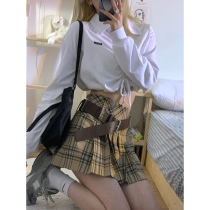 DREAM SEVEN77 high waisted tattoo short dress Women 2021 Fall new aword retro half body 100 pleated skirt