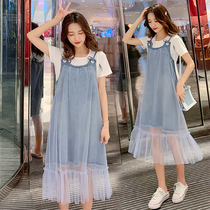 2022 New Gestational Woman Dress Denim Dress Dress Spring Summer Wave Hot Mother Loose Blouse Pregnant Woman Summer Dress Skirt Summer
