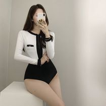 Swimsuit female surf jellyfish clothes one-piece diving suit long sleeve conservative small fragrant style fashion thin hot spring swimsuit New